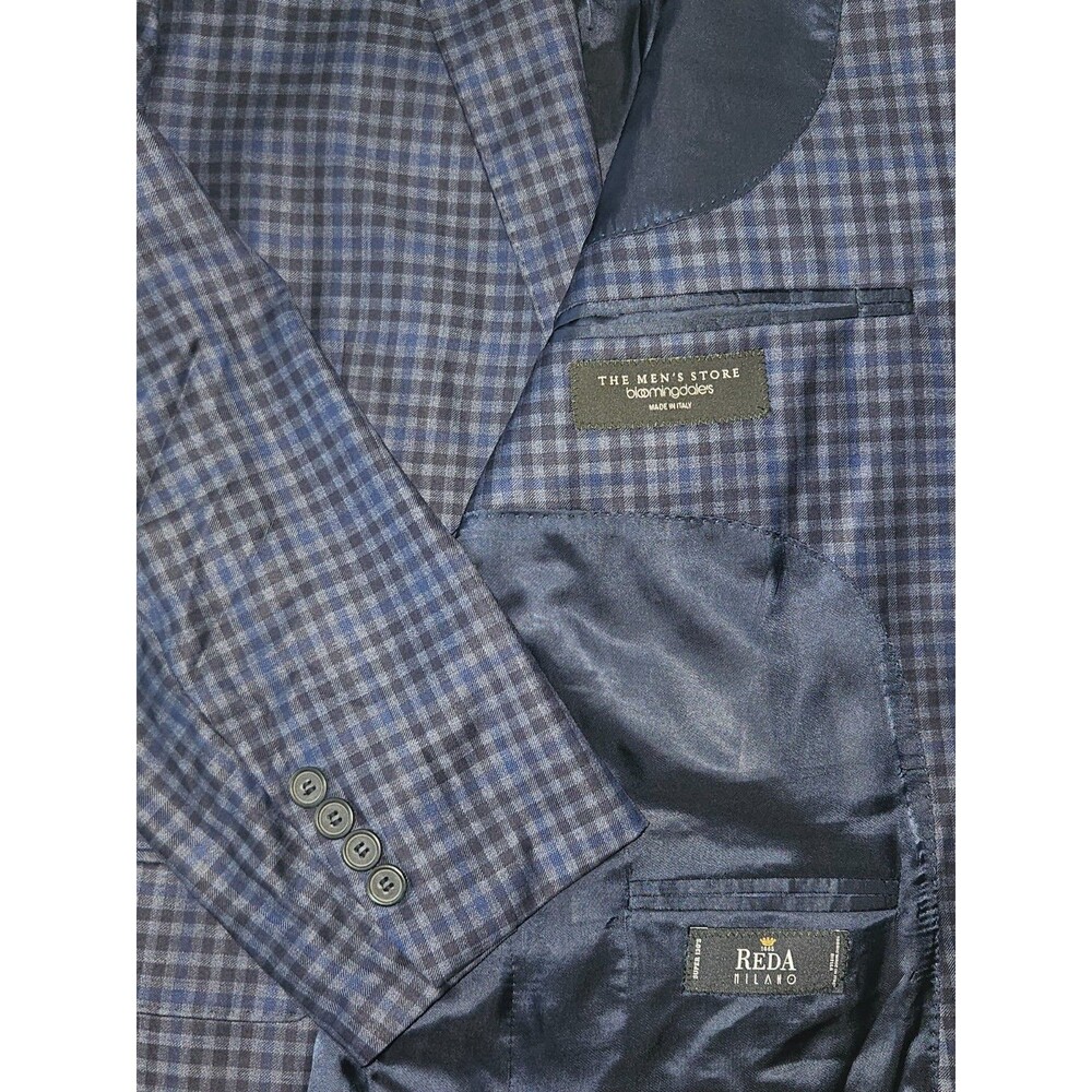 😮WoW 😲 BLOOMINGDALES 130s Wool made in Italy Gingham Check Sport Coat 44R $695